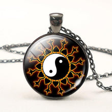 Load image into Gallery viewer, Black White Gothic Yin Yang Necklace Glass Cabochon Pendant