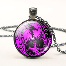 Load image into Gallery viewer, Black White Gothic Yin Yang Necklace Glass Cabochon Pendant