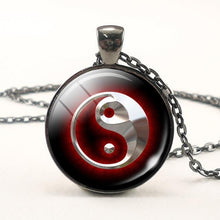 Load image into Gallery viewer, Black White Gothic Yin Yang Necklace Glass Cabochon Pendant