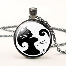 Load image into Gallery viewer, Black White Gothic Yin Yang Necklace Glass Cabochon Pendant