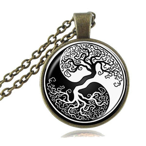 Yin Yang Pendant of Cabochon Jewelry Zen Symbol Statement Necklace Long Sweater Chain Tai  Neckless HZ1