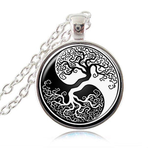 Yin Yang Pendant of Cabochon Jewelry Zen Symbol Statement Necklace Long Sweater Chain Tai  Neckless HZ1