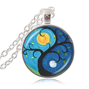 Yin Yang Pendant of Cabochon Jewelry Zen Symbol Statement Necklace Long Sweater Chain Tai  Neckless HZ1