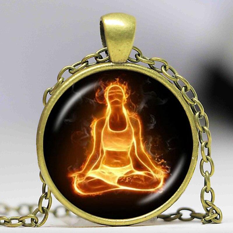 yoga necklaces pendants bronze chain Hinduism