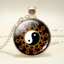 Load image into Gallery viewer, Black White Gothic Yin Yang Necklace Glass Cabochon Pendant
