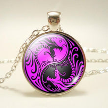 Load image into Gallery viewer, Black White Gothic Yin Yang Necklace Glass Cabochon Pendant
