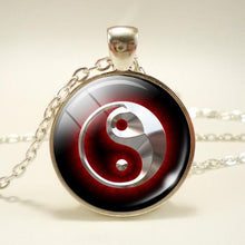 Load image into Gallery viewer, Black White Gothic Yin Yang Necklace Glass Cabochon Pendant
