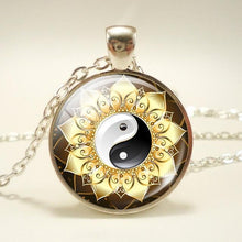 Load image into Gallery viewer, Black White Gothic Yin Yang Necklace Glass Cabochon Pendant
