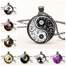 Load image into Gallery viewer, Black White Gothic Yin Yang Necklace Glass Cabochon Pendant
